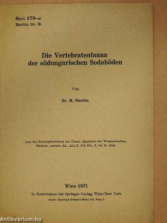 Die Vertebratenfauna der südungarischen Sodaböden