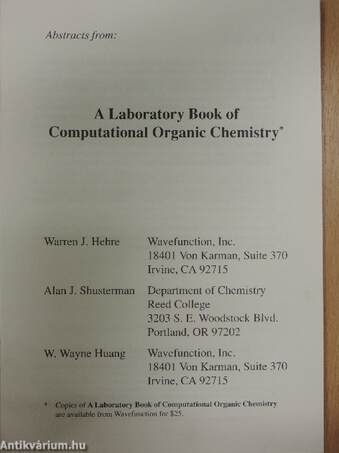 A Laboratory Book of Computational Organic Chemistry