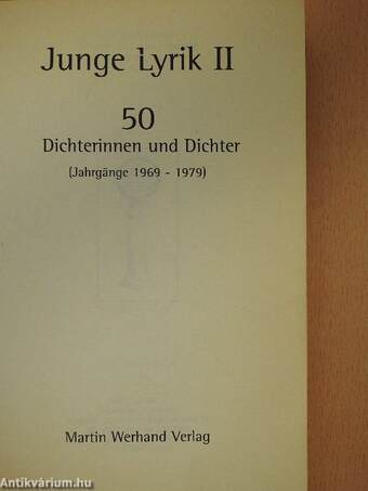 Junge Lyrik II (dedikált példány)