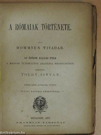 A rómaiak története VII-VIII. (töredék) (rossz állapotú)