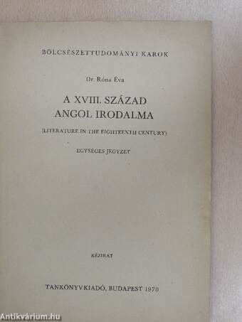 A XVIII. század angol irodalma