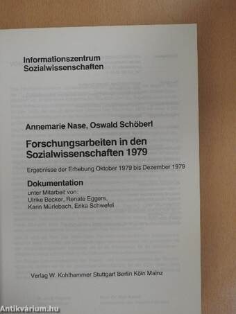 Forschungsarbeiten in den Sozialwissenschaften 1979