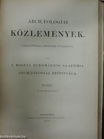 Archaeologiai közlemények XIV-XVI., XIX. (töredék)