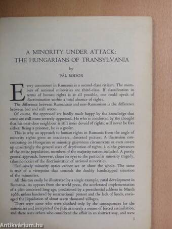 A Minority Under Attack: The Hungarians of Transylvania
