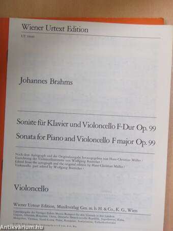 Sonate für Klavier und Violoncello F-Dur Op. 99/Sonata for Piano and Violoncello F-Dur Op. 99