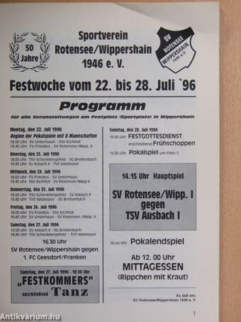 50 Jahre SV Rotensee/Wippershain 1946 e.V.