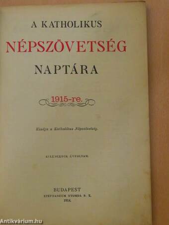 A Katholikus Népszövetség naptára 1915-re