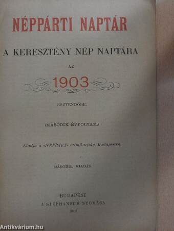 Néppárti naptár 1903