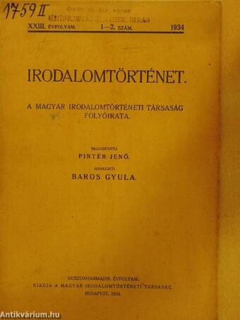 Irodalomtörténet 1934. 1-2. szám