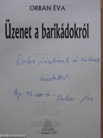 Üzenet a barikádokról (dedikált példány)