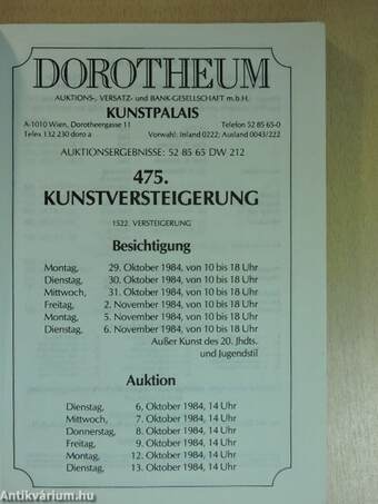 Dorotheum Kunstpalais 475. Kunstversteigerung 6. Oktober - 13. Oktober 1984, 29. Oktober - 6. November 194