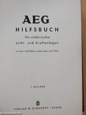 AEG Hilfsbuch für elektrische Licht- und Kraftanlagen