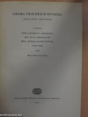 Von Händels "Semele" Bis Zum Abschluss Des "Judas Makkabäus" (1743-1746) (töredék)