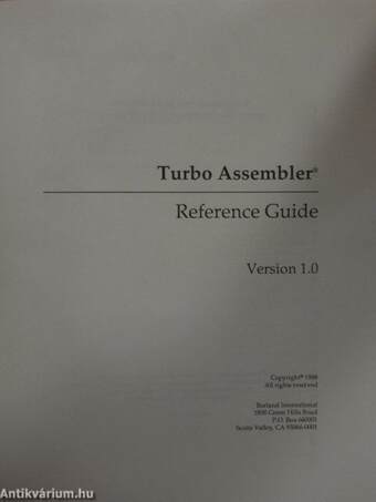 Turbo Assembler Reference Guide