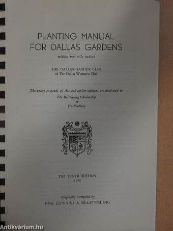 Planting Manual For Dallas Gardens