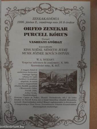 Budapesti Régi Zene Fórum 1996.