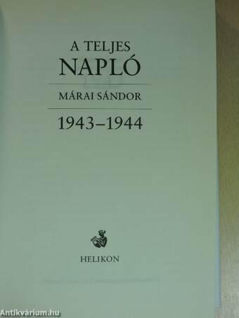 A teljes napló 1943-1944