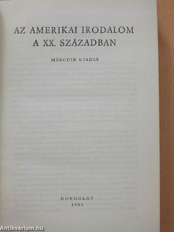 Az amerikai irodalom a XX. században