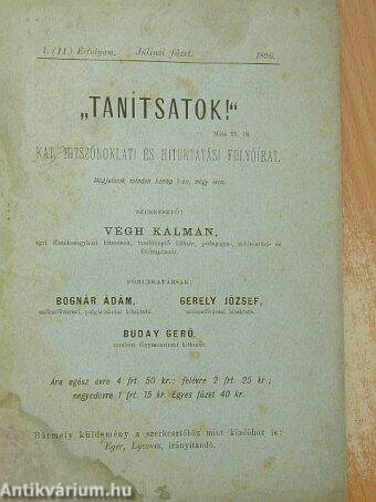 "Tanítsatok!" 1896. július