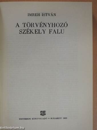 A törvényhozó székely falu