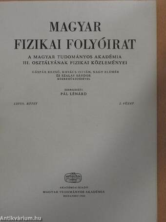 Magyar Fizikai Folyóirat XXVIII. kötet 2. füzet