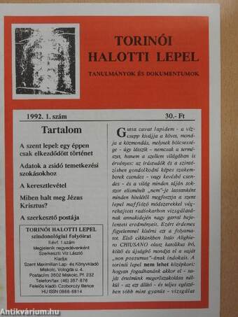 Torinói halotti lepel 1992/1-4.