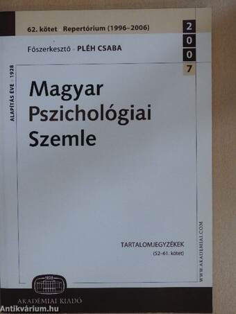 Magyar Pszichológiai Szemle 2007