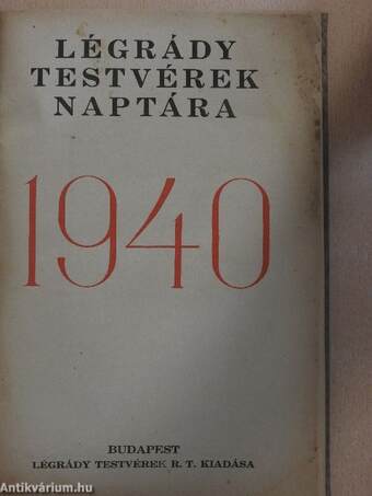 Légrády Testvérek naptára 1940