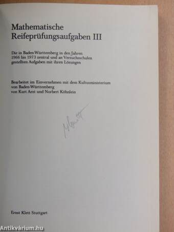 Mathematische Reifeprüfungsaufgaben III.