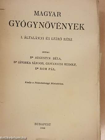 Magyar gyógynövények I. (töredék) (rossz állapotú)