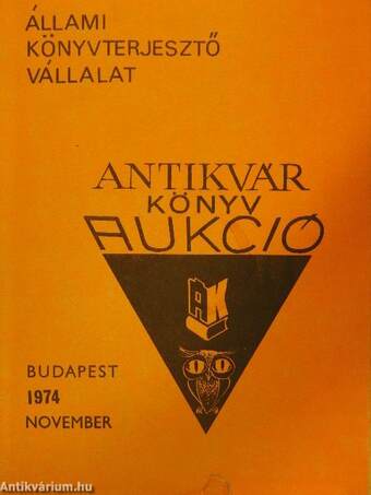 Antikvár könyv aukció - Budapest, 1974. november