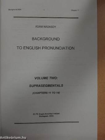 Background to English Pronunciation II.