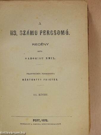 A 113. számú percsomó I-IV. (rossz állapotú)