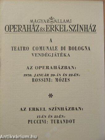 A Teatro Comunale di Bologna vendégjátéka az Operaházban és az Erkel Színházban