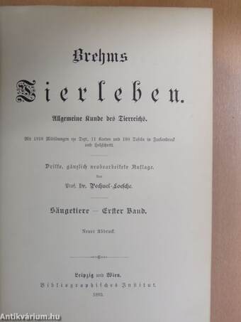 Brehms Tierleben I-X. (gótbetűs)