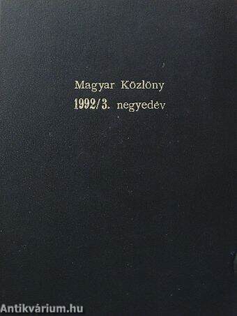 Magyar Közlöny 1992/3. negyedév