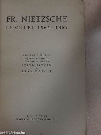 Friedrich Nietzsche levelei 1863-1889