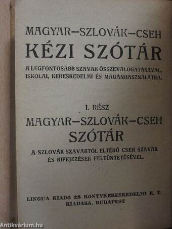 Magyar-szlovák-cseh/szlovák-cseh-magyar kézi szótár