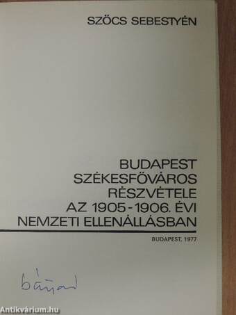 Budapest székesfőváros részvétele az 1905-1906. év nemzeti ellenállásban