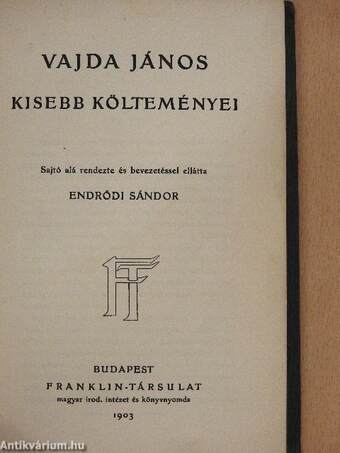 Vajda János kisebb költeményei