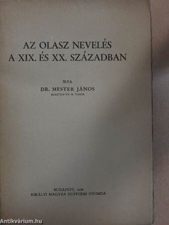 Az olasz nevelés a XIX. és XX. században