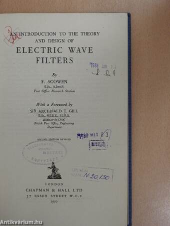 An introduction to the theory and design of electric wave filters