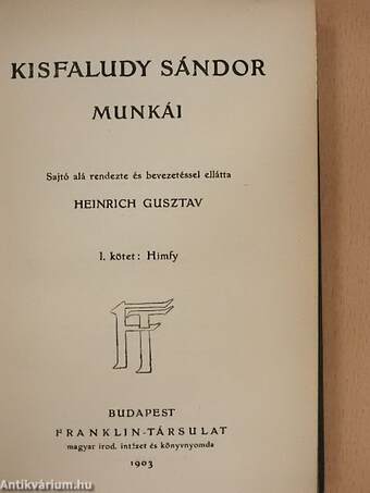 Kisfaludy Sándor munkái I.