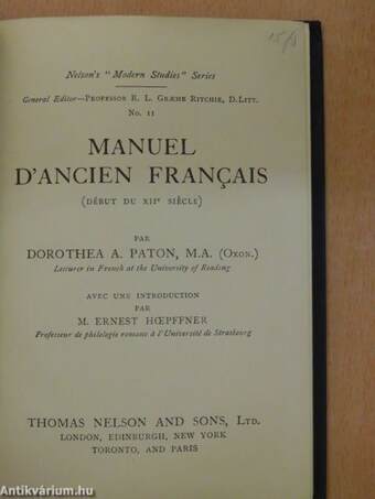 Manuel d'ancien francais