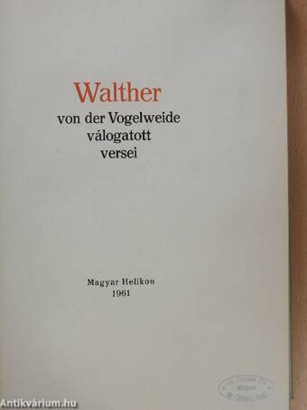 Walther von der Vogelweide válogatott versei