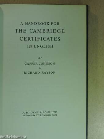 A handbook for the Cambridge certificates in english