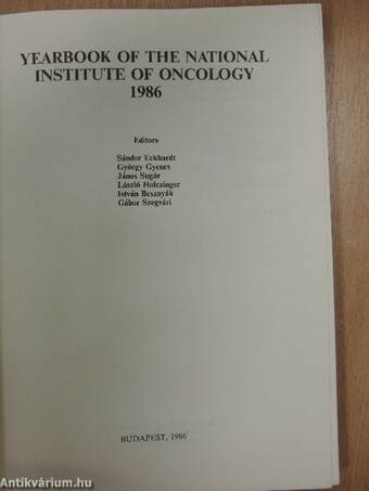 Yearbook of the National Institute of Oncology 1986.