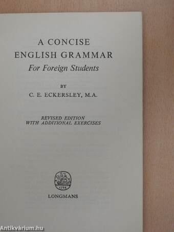 A Concise English Grammar for Foreign Students