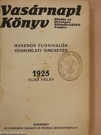 Vasárnapi Könyv 1925. I. (fél évfolyam)