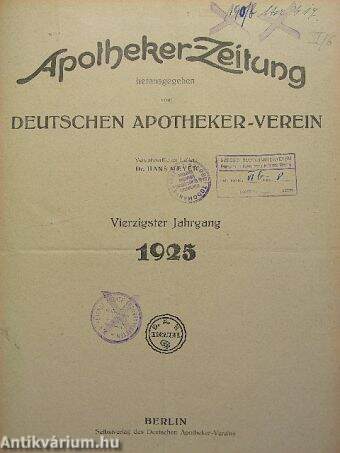 Apotheker-Zeitung 1925. Januar-Dezember